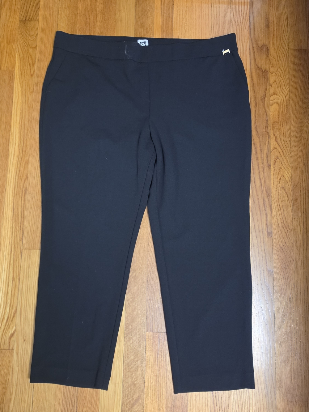 Anne Klein Black Cropped Pull-On Dress Pants Size XXL